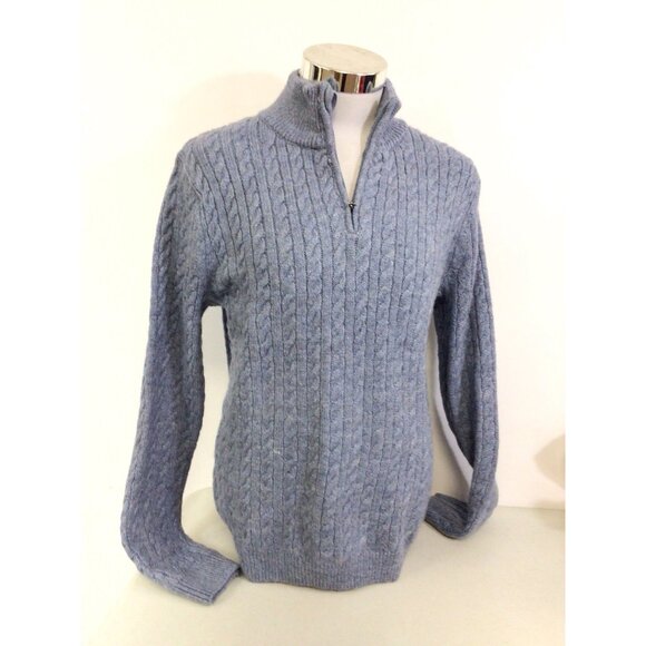 H&M Sweater 1/4 Zip Blue Wool Blend Youth Boys 20 New - Picture 6 of 9